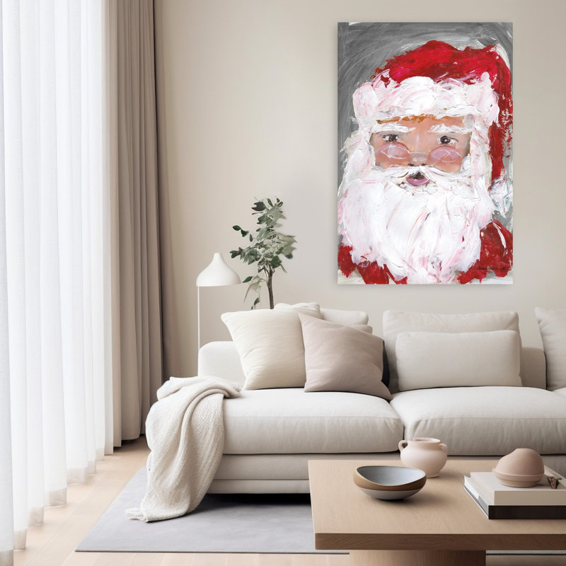 Fun Fun Santa, art contemporain abstrait, H 60 po x l 40 po