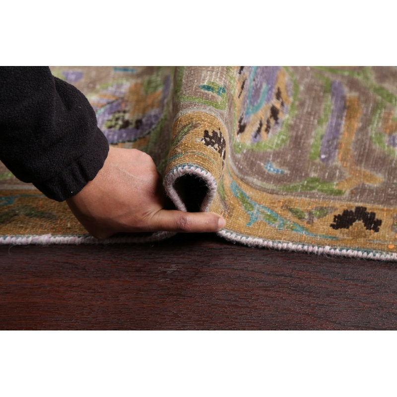 Tapis floral motif persan Kashmar noué à la main 9 x 12