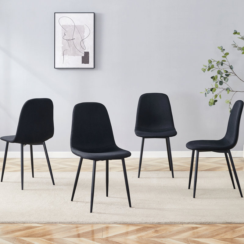 Chaise noire à haute résilience - Pieds en métal pour un confort durable de 4 chaises modernes au look sophistiqué, Noir