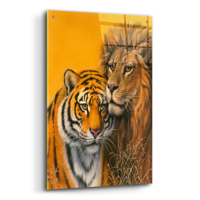 Bungalow rose «Lion & Tiger» par Harro Maass, art mural en verre acrylique