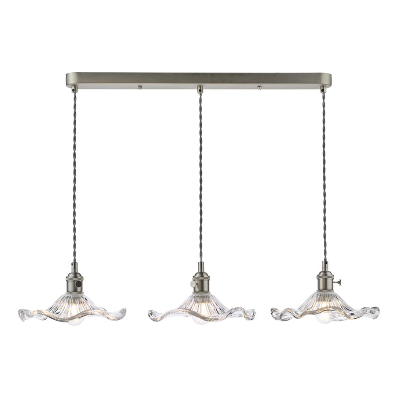 Hadano 3LT SUSPENSION WITH CLR FLUTED GLS, Antique Chrome