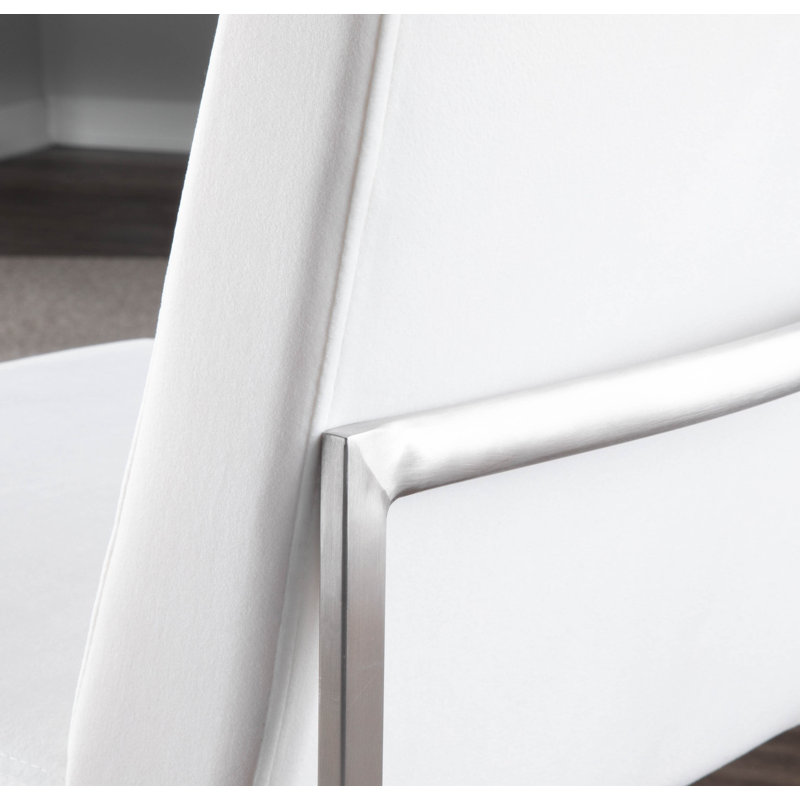 Chaise d'appoint Ernestine, Velours blanc, Acier Inoxydable