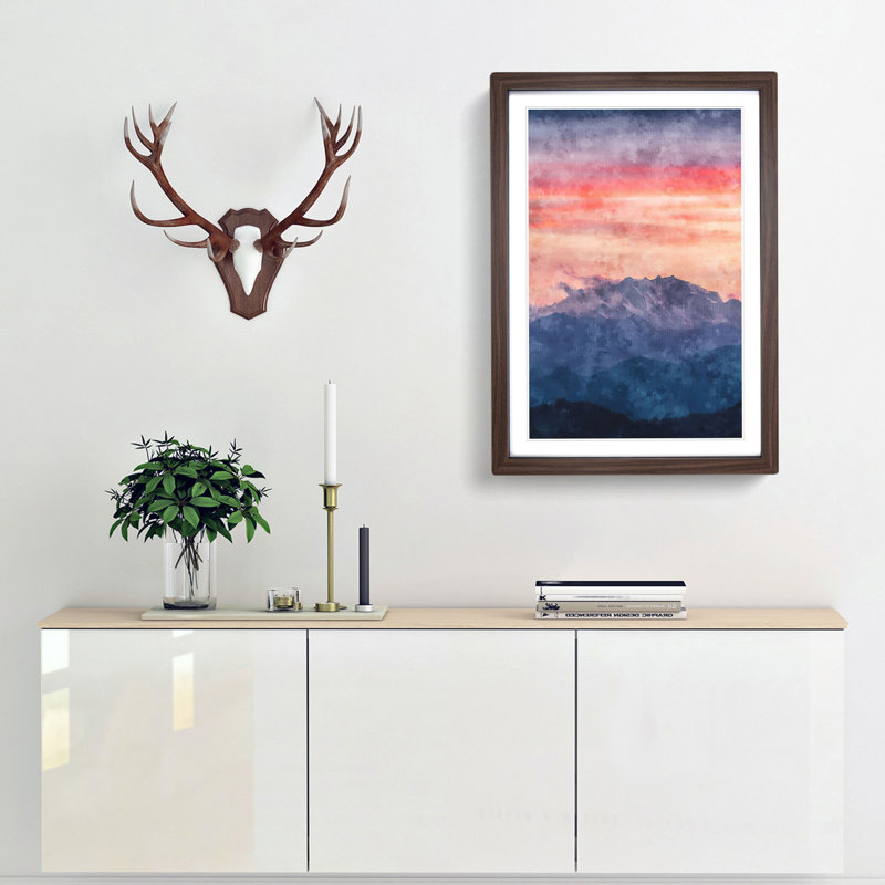 Swiss Mountain - Framed Print, 87cm H x 62cm W x 2cm D, Walnut Framed
