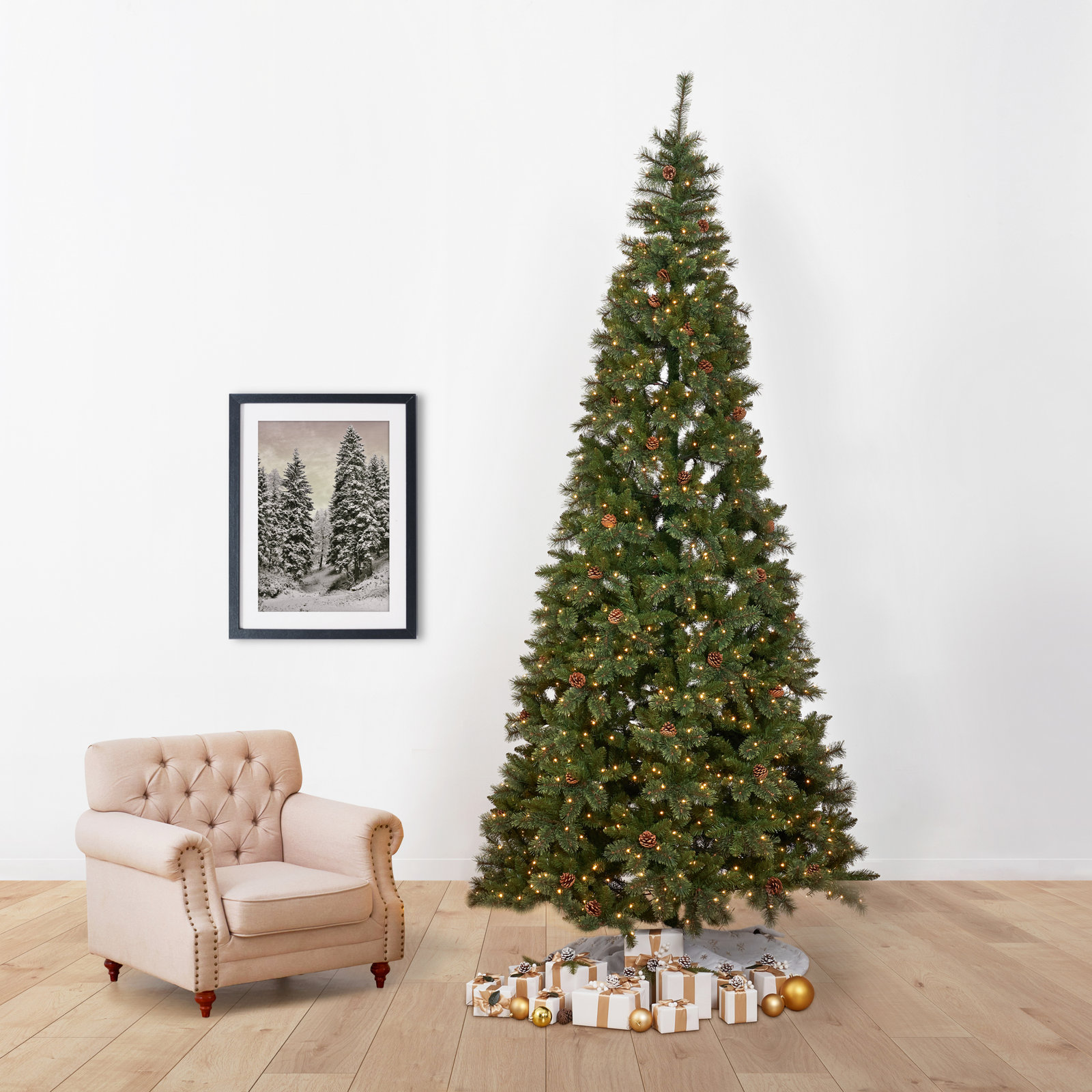 Lighted Artificial Pine Christmas Tree
