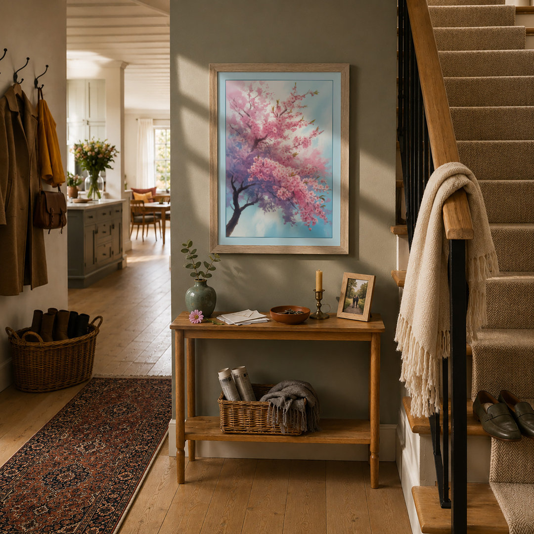 Moonlit Cherry Blossom Botanical - Framed Print