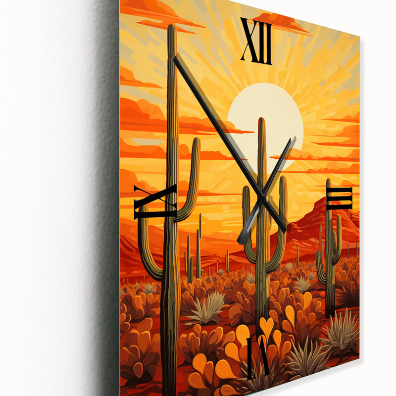 Cactus Sunset Shadows - Horloge murale Cactus, Médium