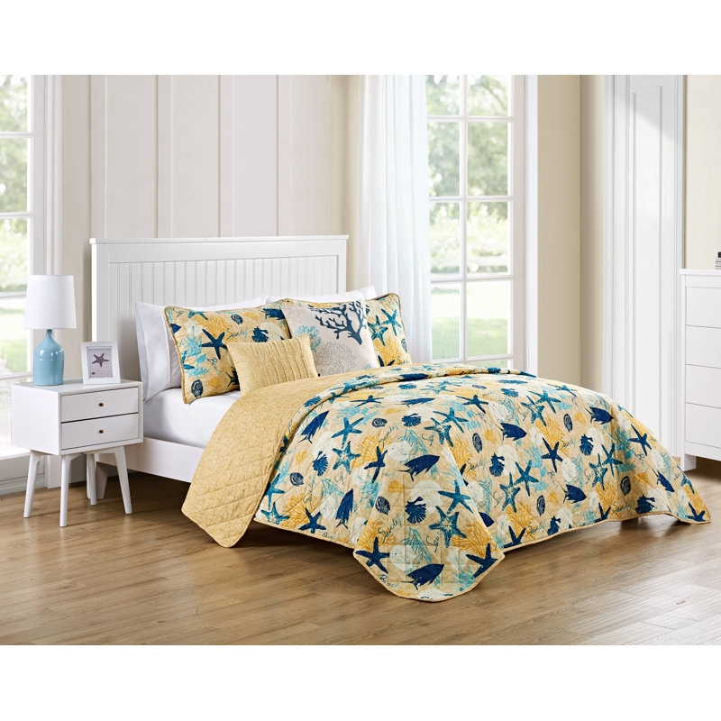 Ensemble de courtepointe réversible en microfibre Loaiza, Courtepointe simple + 1 taie décorative standard