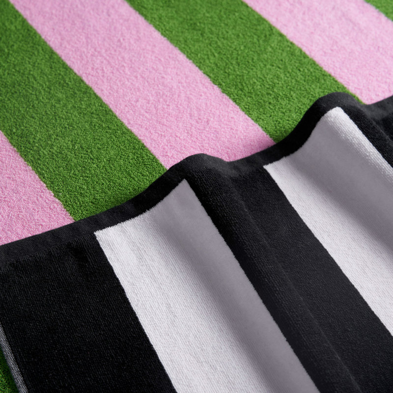 Juicy Couture Reversible Cabana Beach Towels, Black/White/Green/Pink