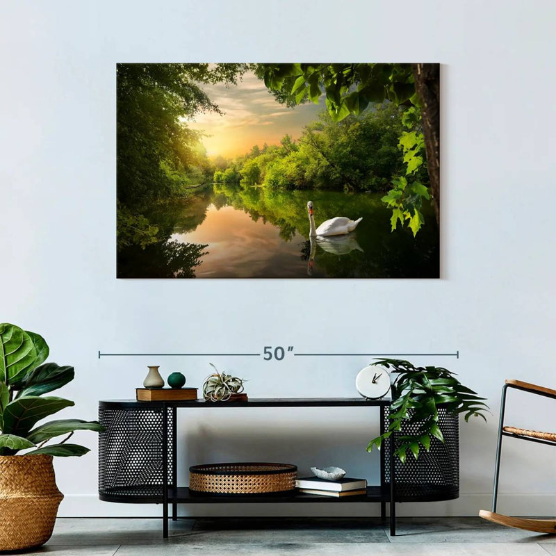 Harnek cygne serein dans la jungle, H 30 po x l 45 po