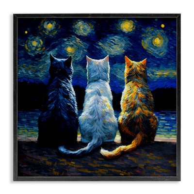  Van Gogh Style Cats Framed Giclee Art by Svetlana Aleynikova