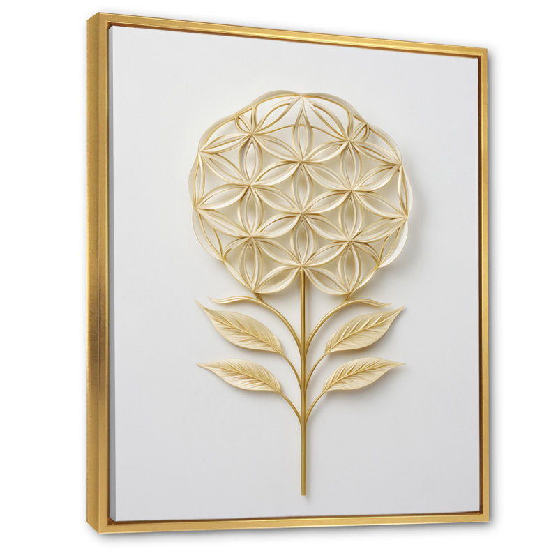 " Flower Of Life Golden Elegance ", 40" H x 30" W x 1.5" D, Gold Floater Frame