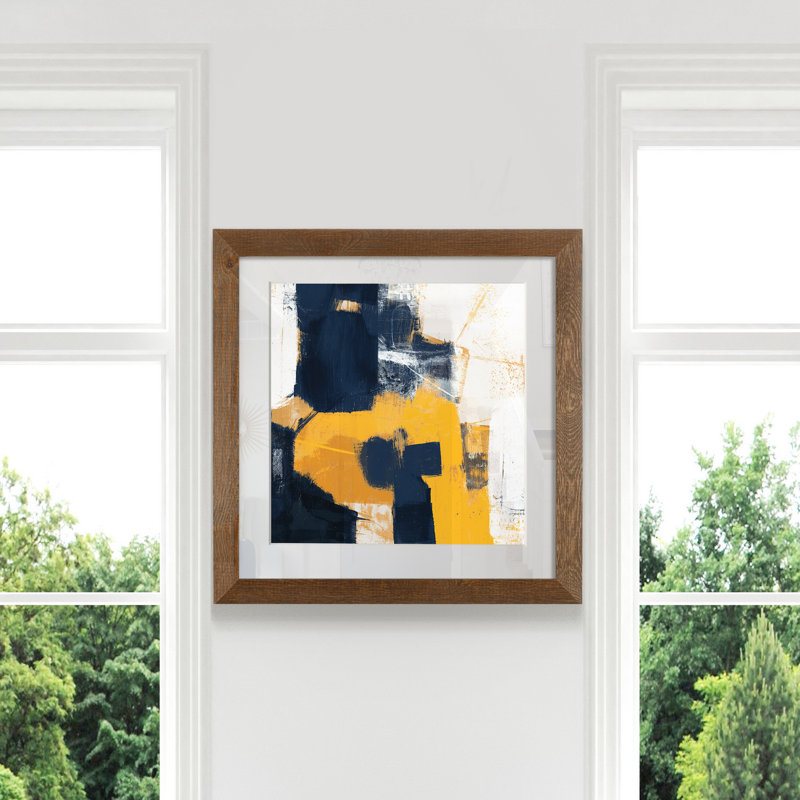 Marine et or II-impression sur papier, Érable encadré, H 17 po x l 17 po x P 1,5 po