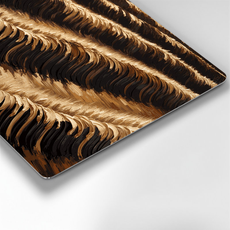 Art mural horizontal brun rayé en métal brun foncé, H 11 po x l 14 po