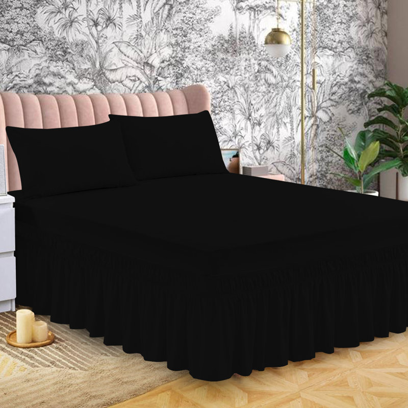 Bel Tailored Wrap Around Bed Skirt, Black, Super King (6')