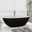 Baignoire de trempage autoportante de 71 po à surface solide (intérieur blanc et extérieur noir)