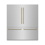 ZLINE Autograph 72 in. Built-In Refrigerator w/ Gray Interior and Polished Gold Helix Handles