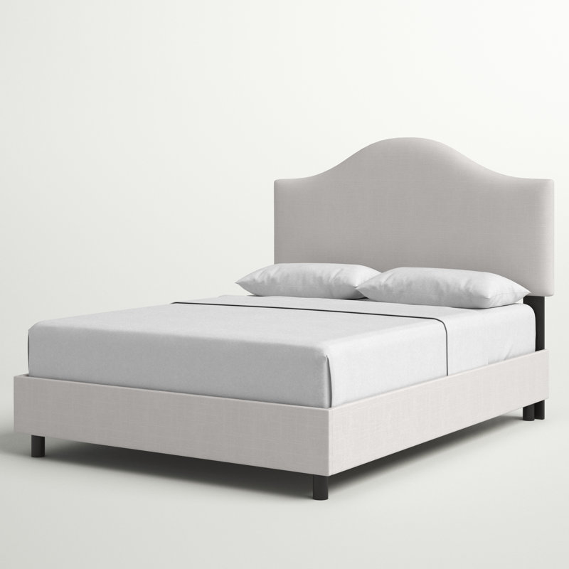 Morris Upholstered Standard Bed, King, White Performance Twill