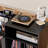 Record Player Stand With Flip-Top - Wood Vinyl Storage Cabinet With 2-Outlet Power Strip, Drawers & Dustproof Cubbies, Media Console