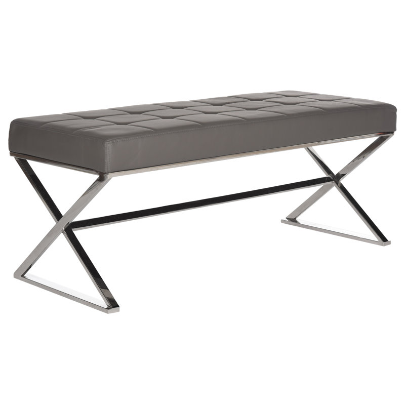Bolderberg Faux Leather Upholstered Bench, Gray