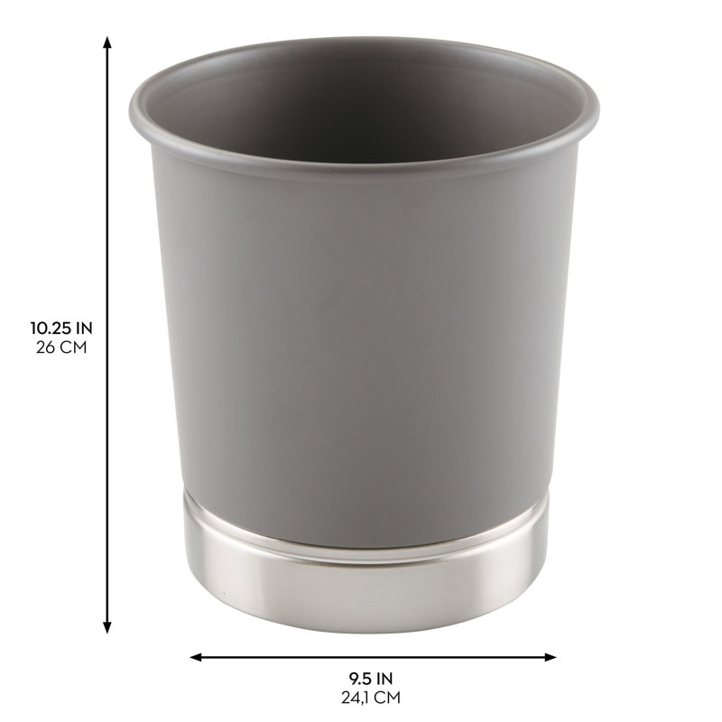 Matte Gray and Brushed Steel Small Waste Can
