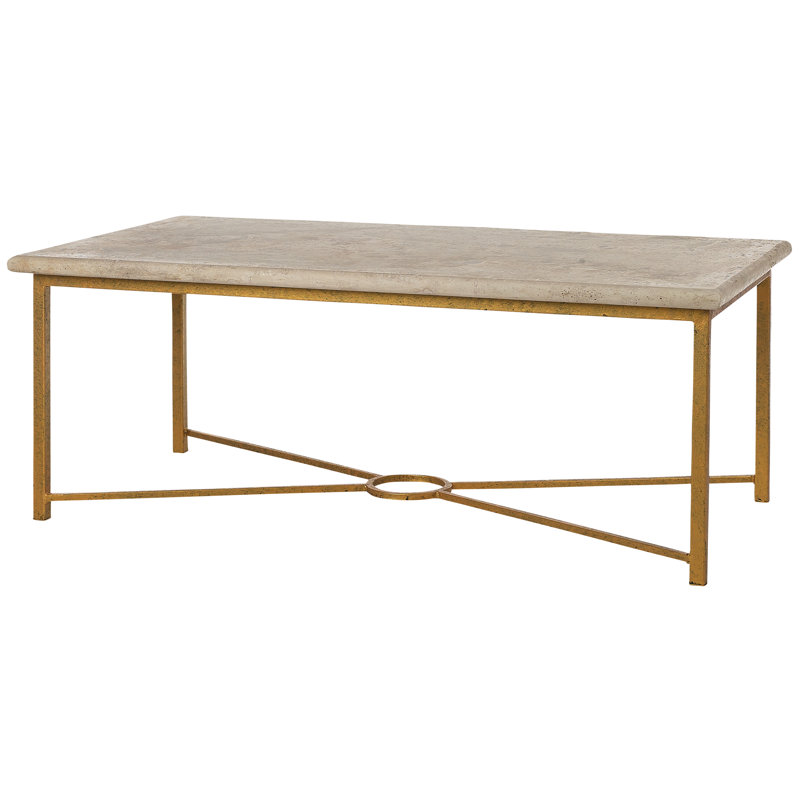 Ella 4 Legs Coffee Table, Light Travertine, Oyster White