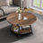 Jahaira Round Coffee Table with 2-Tier Storage Shelves