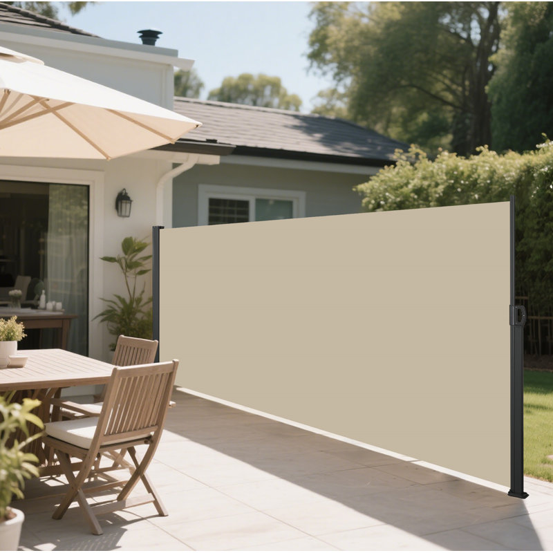 Auvent rétractable pour écran latéral, résistant aux rayons UV, imperméable et protecteur pour patio, jardin, balcon, 118 po, beige