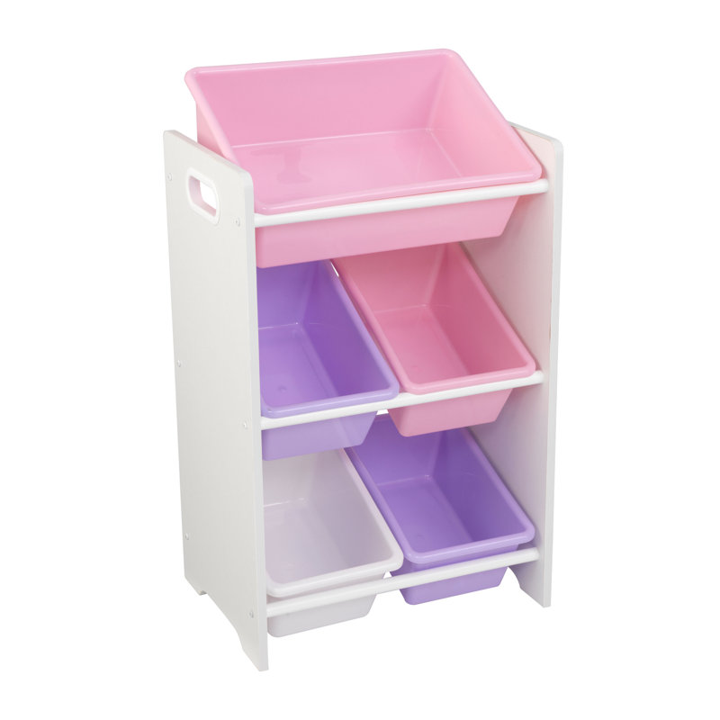 Toy Organiser with Bins, Pastel/White