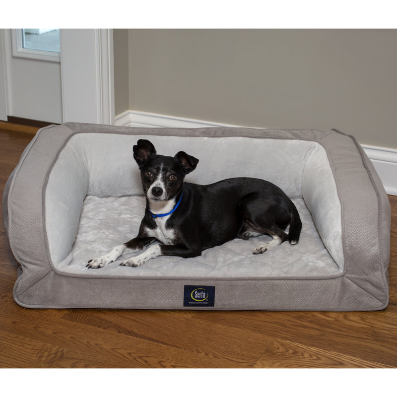 Gray Quilted Orthopedic Foam Couch Pet Bed