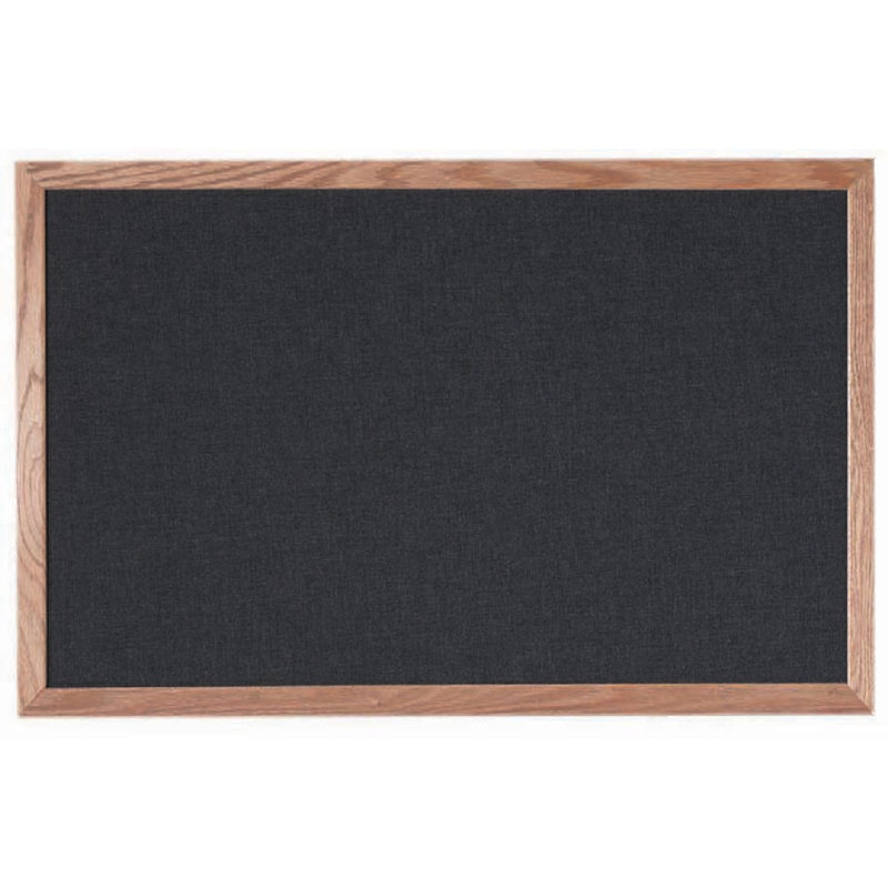 Black Fabric Bulletin Board with Oak Frame, 2' x 3'