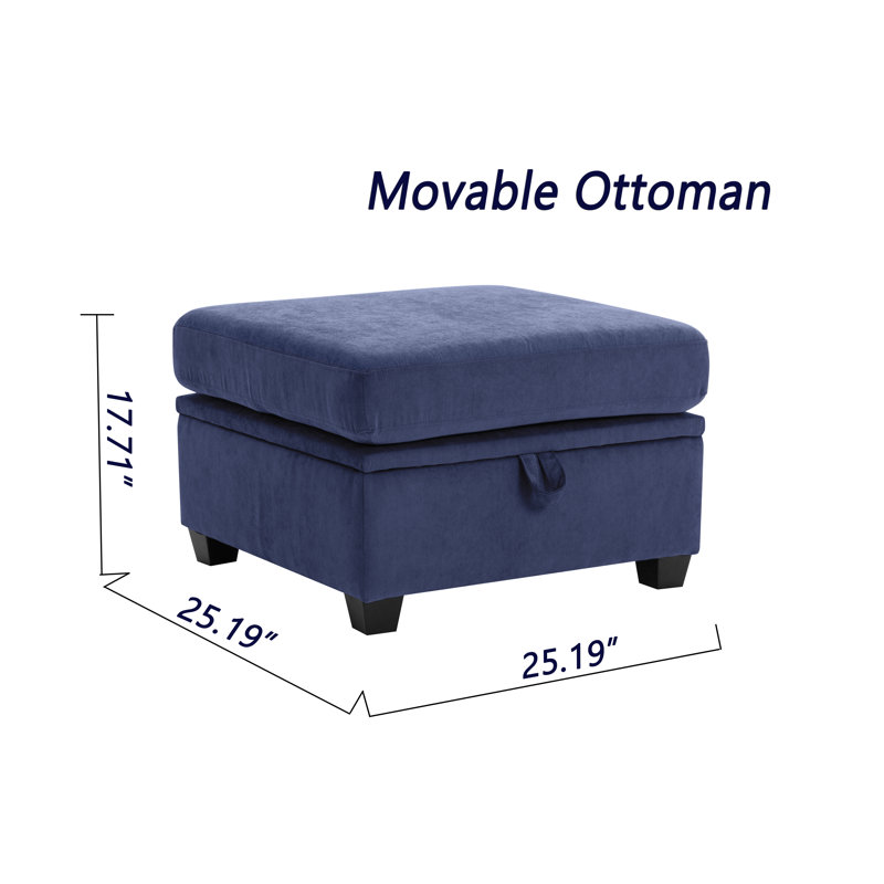 Toxi Upholstered Ottoman, Blue
