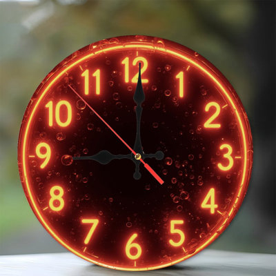 Neon Style Clock Numbers With Bubbles