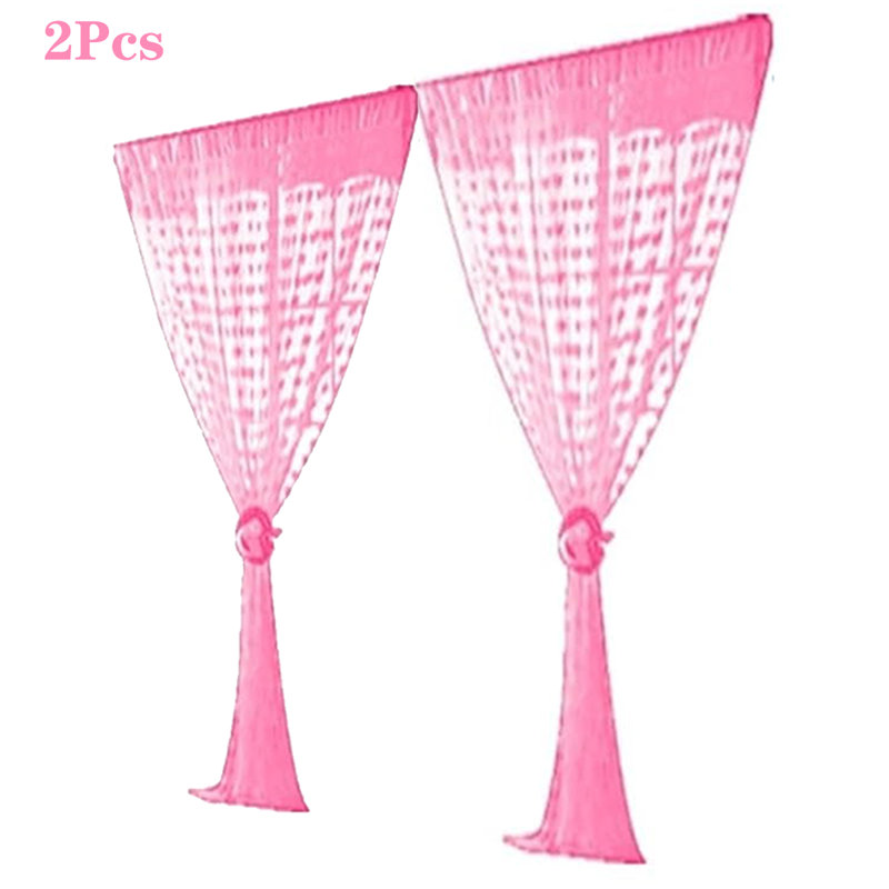 2 Pcs Heart Lace Fringe Curtain for Valentines Day Wedding, 3.3 x 6.6 Ft Pink Lace Hearts String Backdrop Curtains for Window Door Bathroom Decorations