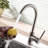 Brushed Nickel Kitchen Sink Mixer - Stainless Steel, Single Handle, For Modern Kitchens Faucet 360 Degree Rotation Commercial