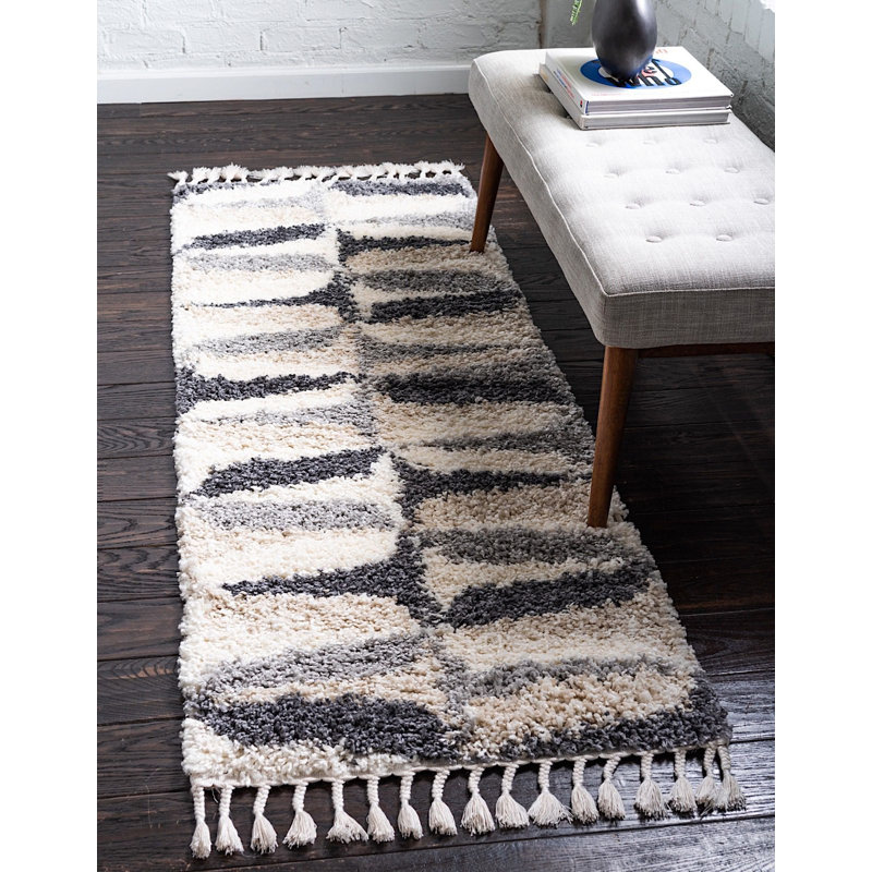 Tapis à poils longs Shag Fowkes, Tapis de couloir 2 pi 7 po x 8 pi 2 po