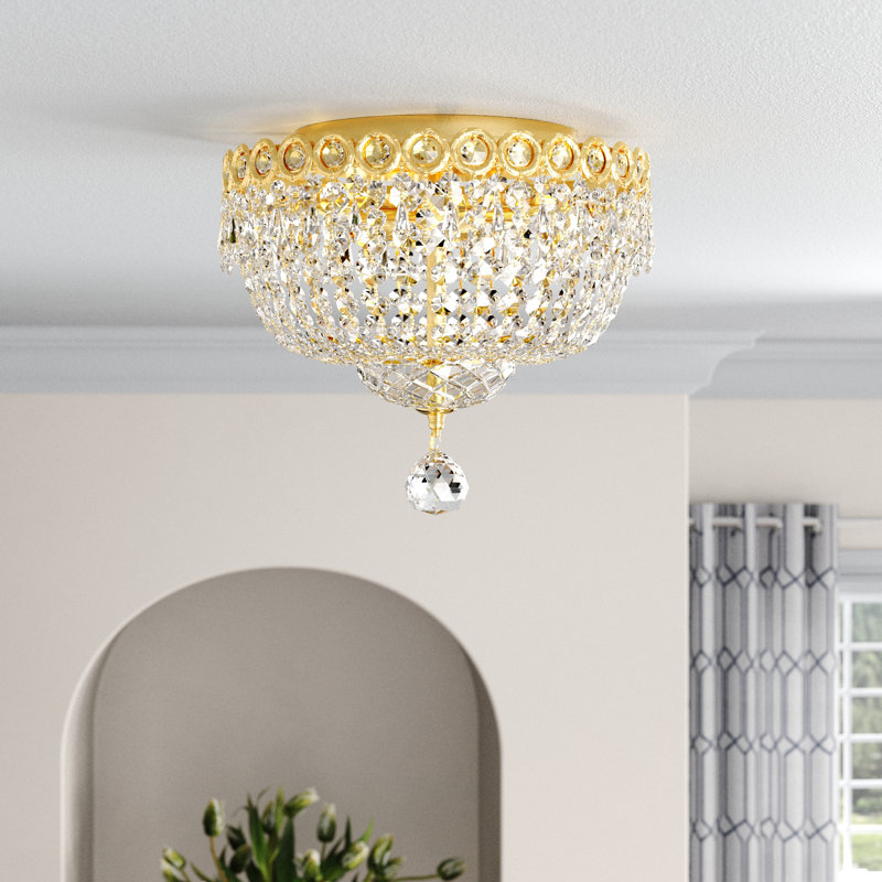 Plafonnier semi-encastré 4 lumières Stoltz, Or, H 10 po x l 12 po x p 12 po