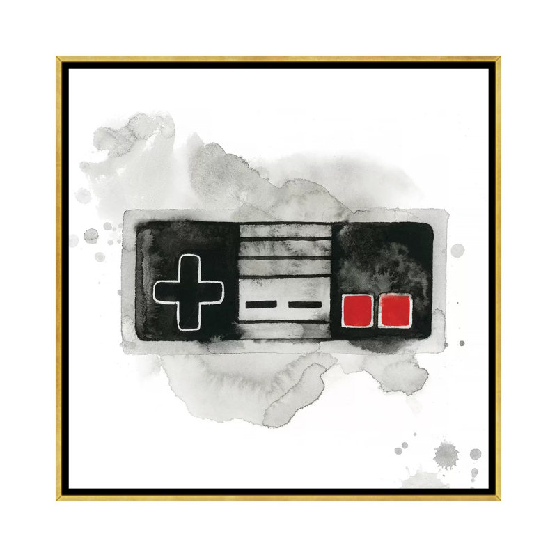 « Gamer I » par Grace Popp-impression d’art graphique, Pas de tapis, Toile encadrée d'or, H 26 po x l 26 po x P 1,5 po