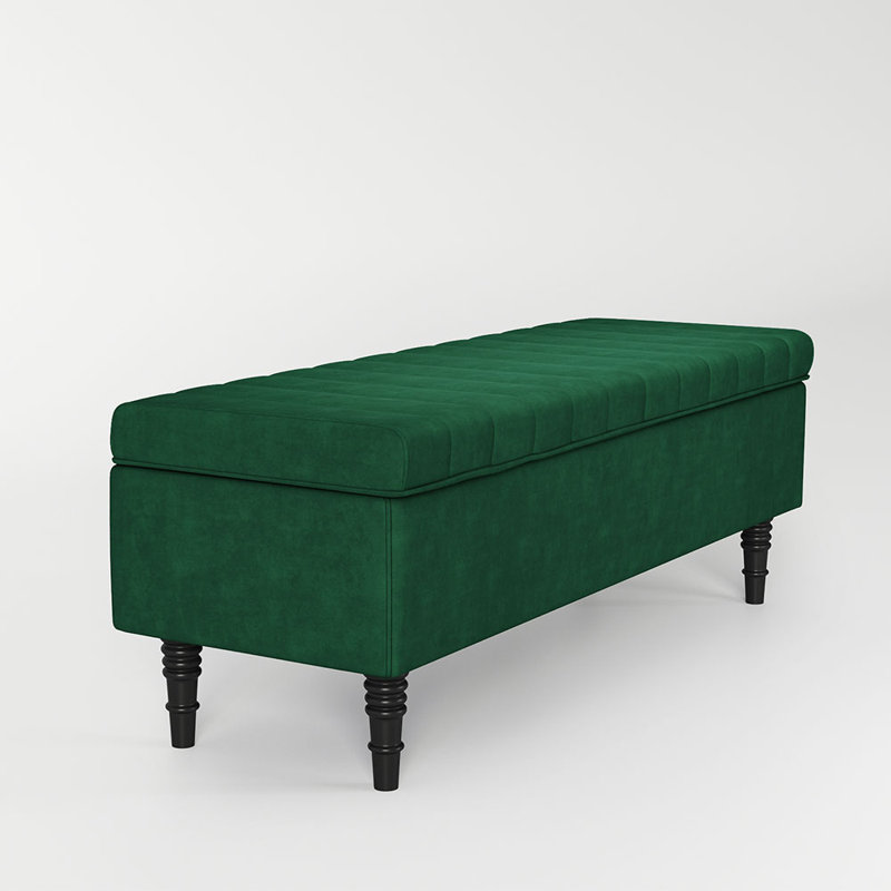 Ethier Velvet Upholstered Storage Bench, Green