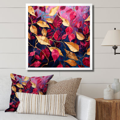 «Gold and Pink Leaves Charm», reproduction d'art sur toile