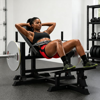 Appareil de musculation pour les hanches, appareil de musculation pour les fessiers à charge guidée réglable, capacité de 400 kg, pour l'entraînement à la maison, noir