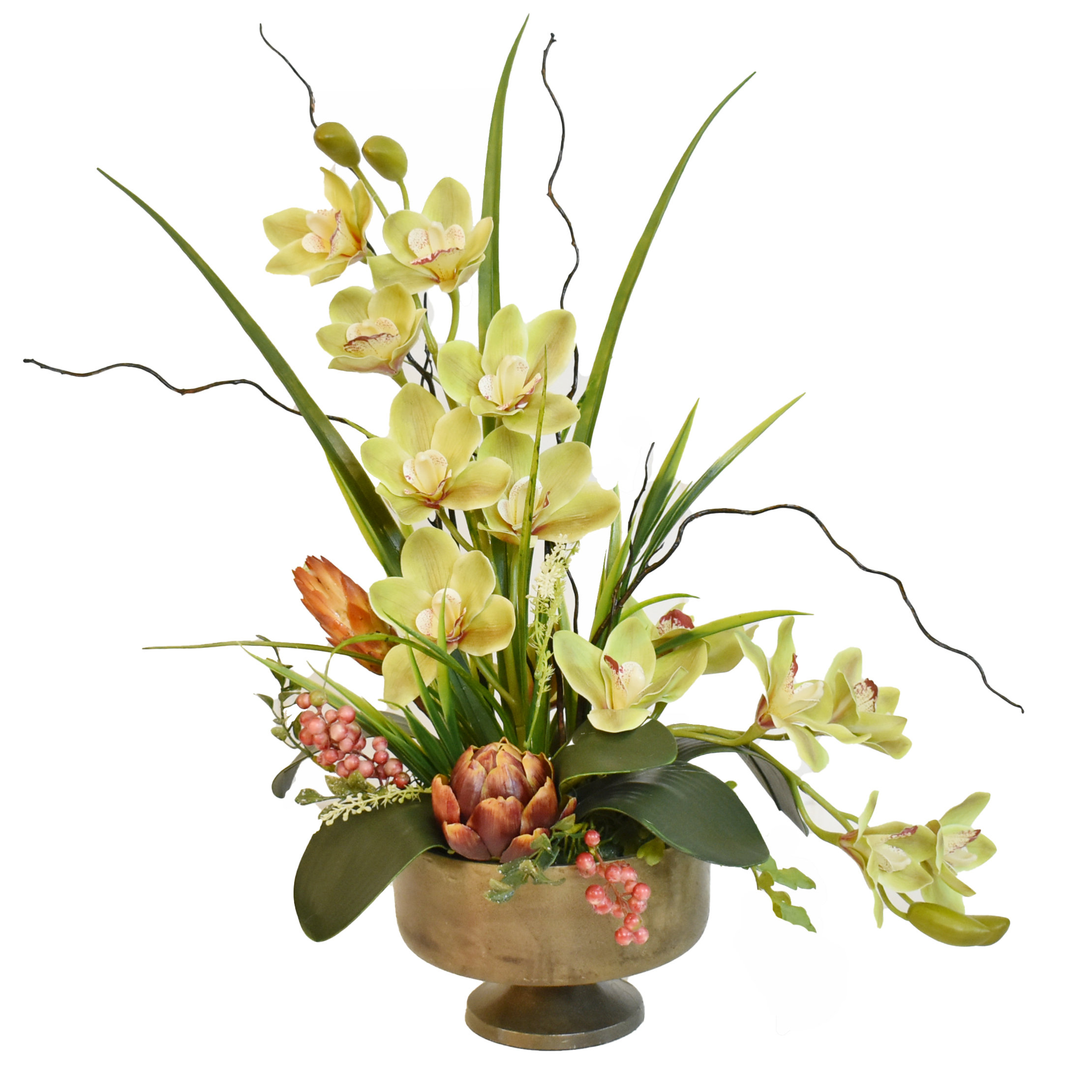 Primrue Faux Silk Orchid Arrangement in Vase | Wayfair