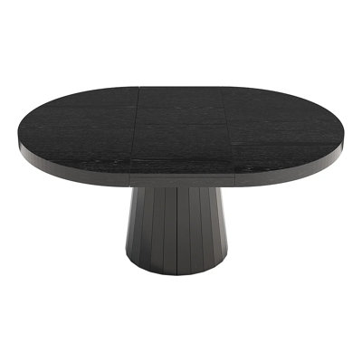 Tailings Oval 39"-55" Round Pedestal Dining Table Wood Extendable Dining Room Table for 4 to 6 Japandi Oval Kitchen Table