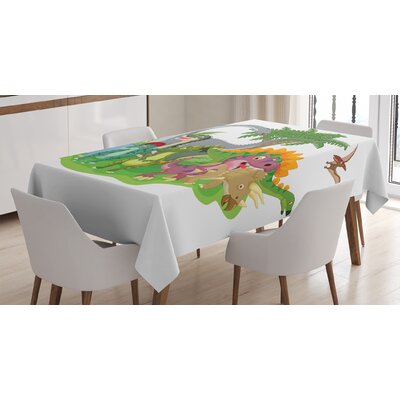 Ambesonne Jurassic Tablecloth, Cartoon Group Dinosaur Friendship Humor Colorful Happy Smile Creative Jurassic Fun, Rectangular Table Cover For Dining -  East Urban Home, 3ACBB5E4FCFB4B3BBF4F095996323D1F