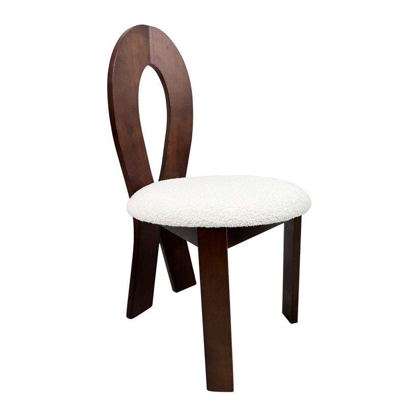 Ensemble de 2 chaises de salle à manger en velours blanc avec dossier en croix et structure en bois massif - Conception de trou de serrure pour la cuisine et la salle à manger en noyer foncé