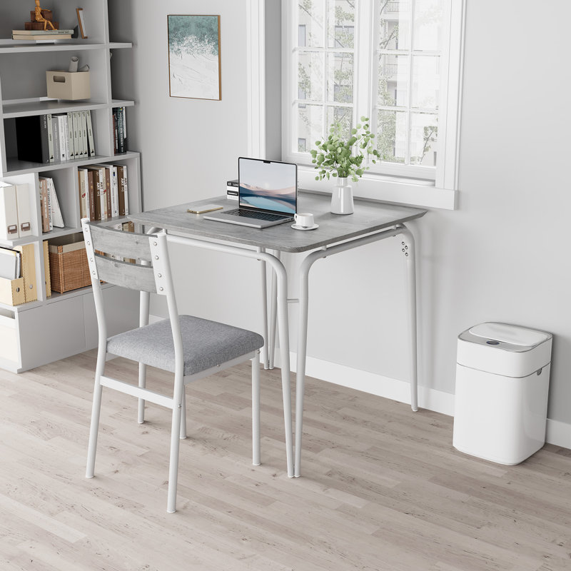 Backrest Dining Table and Chairs Set - Kitchen Dining Room Table, 2 Dining Chairs, Modern Kitchen Table, Durable MDF Material, Space-Saving Design