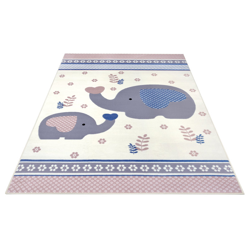 Happy Elephant Tufted Beige/Grey Rug, Rectangle 160 x 220cm