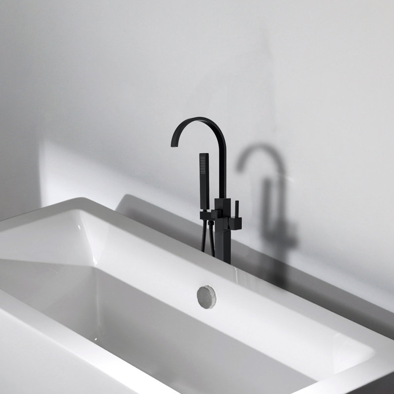 Robinet de baignoire autoportant avec douche à main, Matte Black