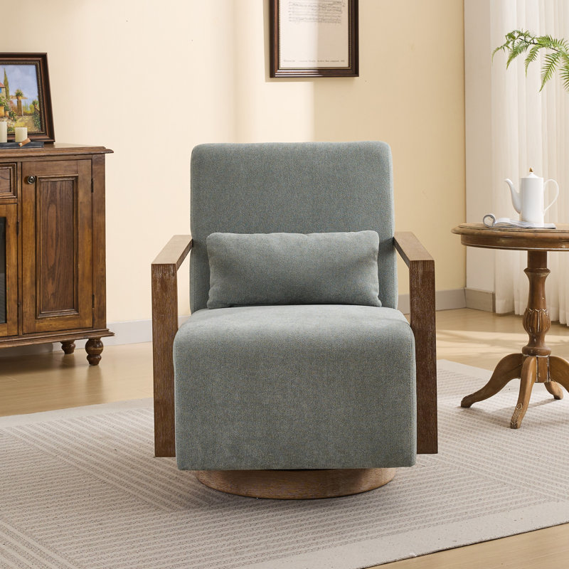 Fauteuil pivotant rembourré de 30,8 po de largeur Ynes, Polyester vert pâle