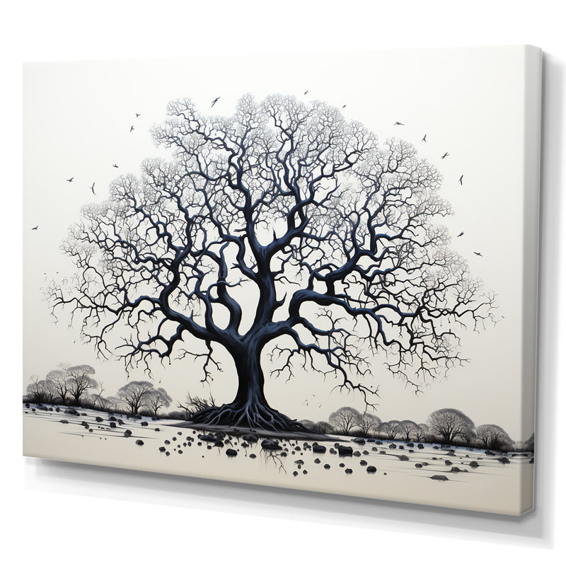 Arbre africain minimalisme II, Toile tendue, H 34 po x l 44 po x P 1,5 po