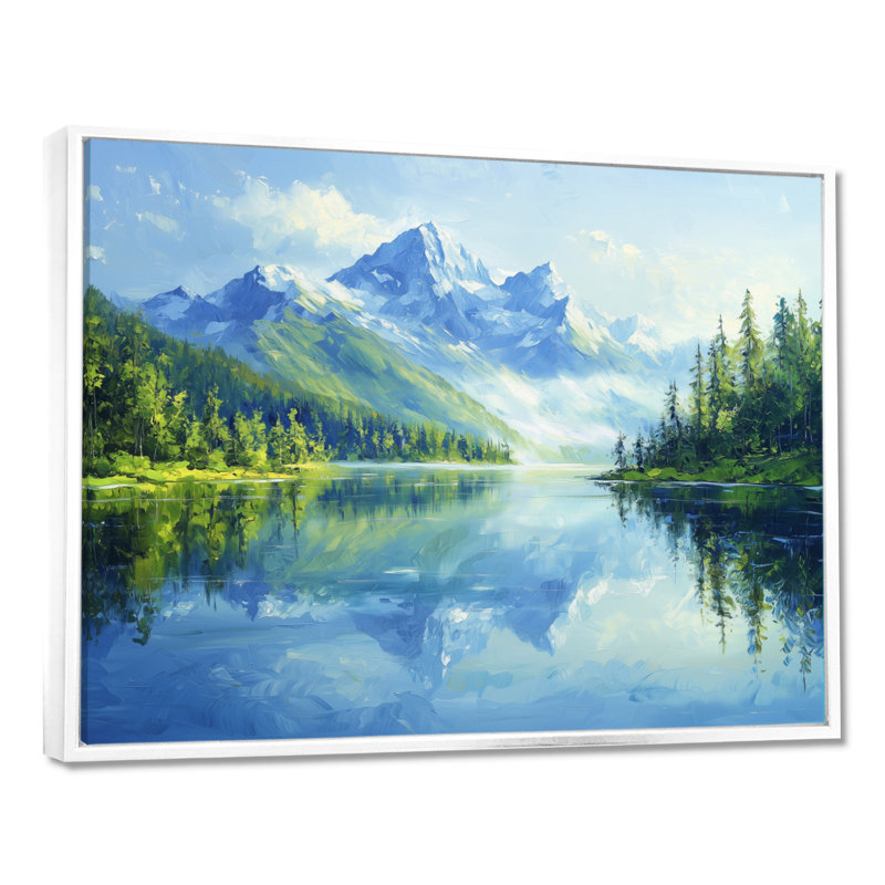 Art mural mural montagne, rivière dans la vallée des États-Unis III, H 34 po x l 44 po, Impression encadrée flottante, Blanc